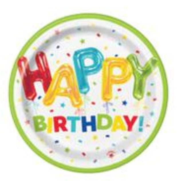 8 Count Happy Birthday Plates