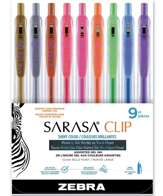 Zebra Sarasa Clip Gel Pen, Retractable, Bold 1 mm, Assorted Ink and Barrel Colors 49309