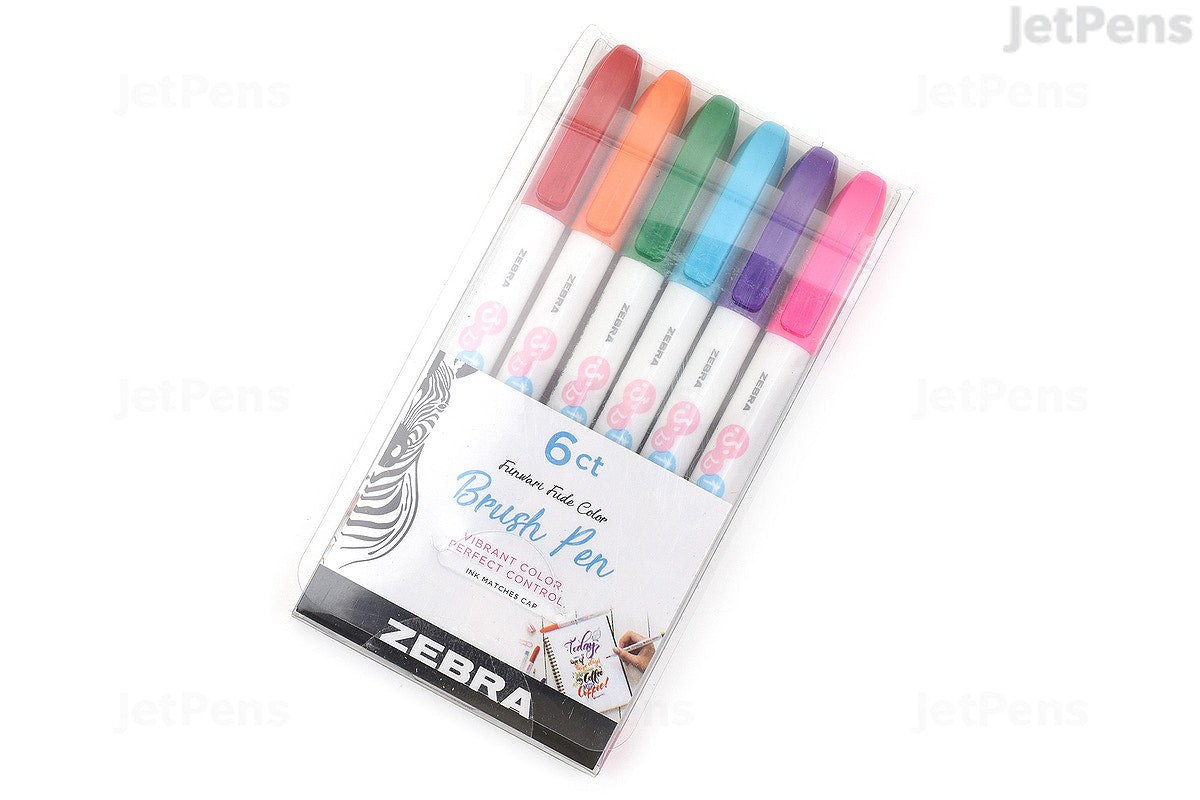 Zebra Brush Pen Funwari Fude Color 6 Ct