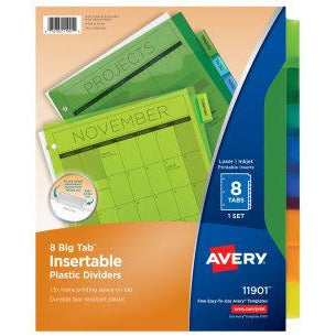 Avery Big Tab Dividers, 8-Tab, Plastic Binder Dividers With Pockets, Multicolor, Works With Sheet Protectors