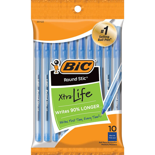 BiC Xtra Life Ballpoint Pens, Blue Ink (10 Pack)