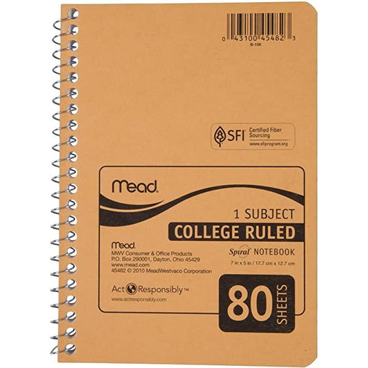 Mead Personal Notebook 7 x 5 Inch