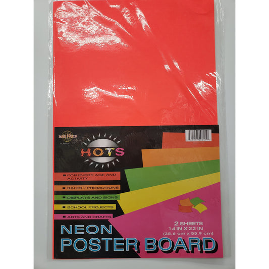 Poster Board 2 Sheet Neon Colors 14x22 In