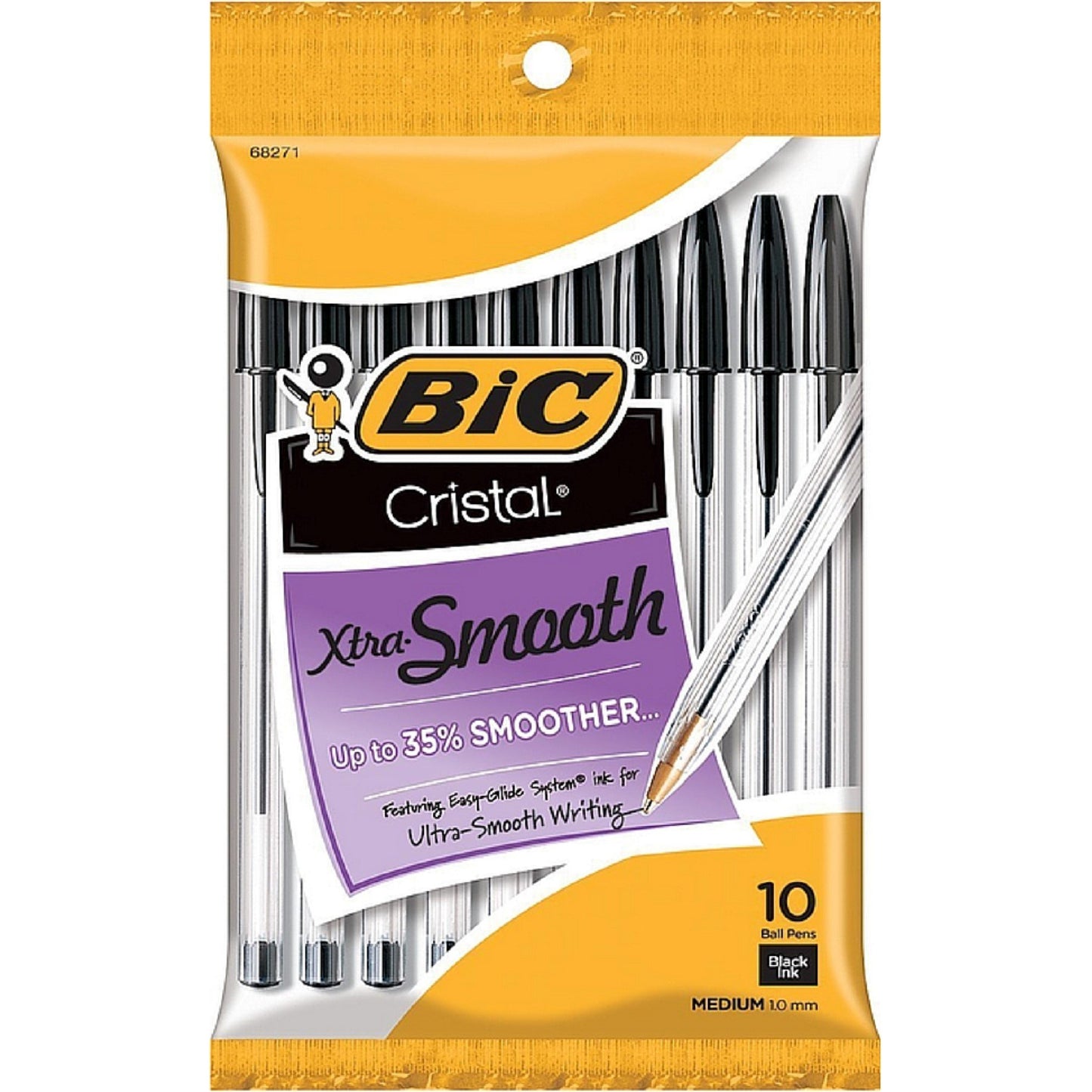 BiC Crystal Xtra Smooth Ballpoint Pens, Black Ink (10 Pack)