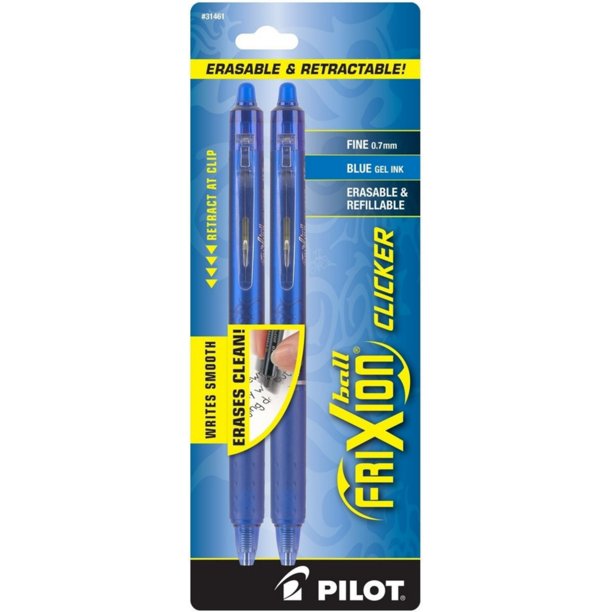 Pilot Frixion Clicker Erasable Pens, Blue Ink (2 Pack)